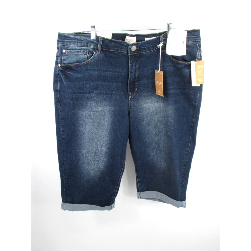 Angels Everflex Skinny Capri Women 22W Blue Denim Cuffed Slimming Stretch NEW